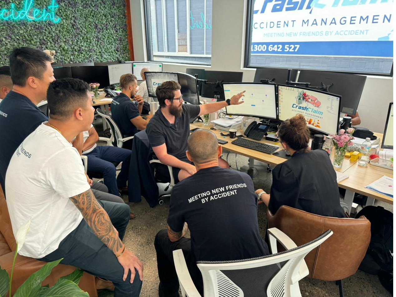 The CrashClaim accident support team in their NSW office